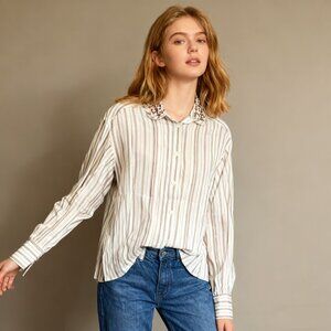 $455 NOWT See By Chloé Floral Stripe Top Blouse Size 38